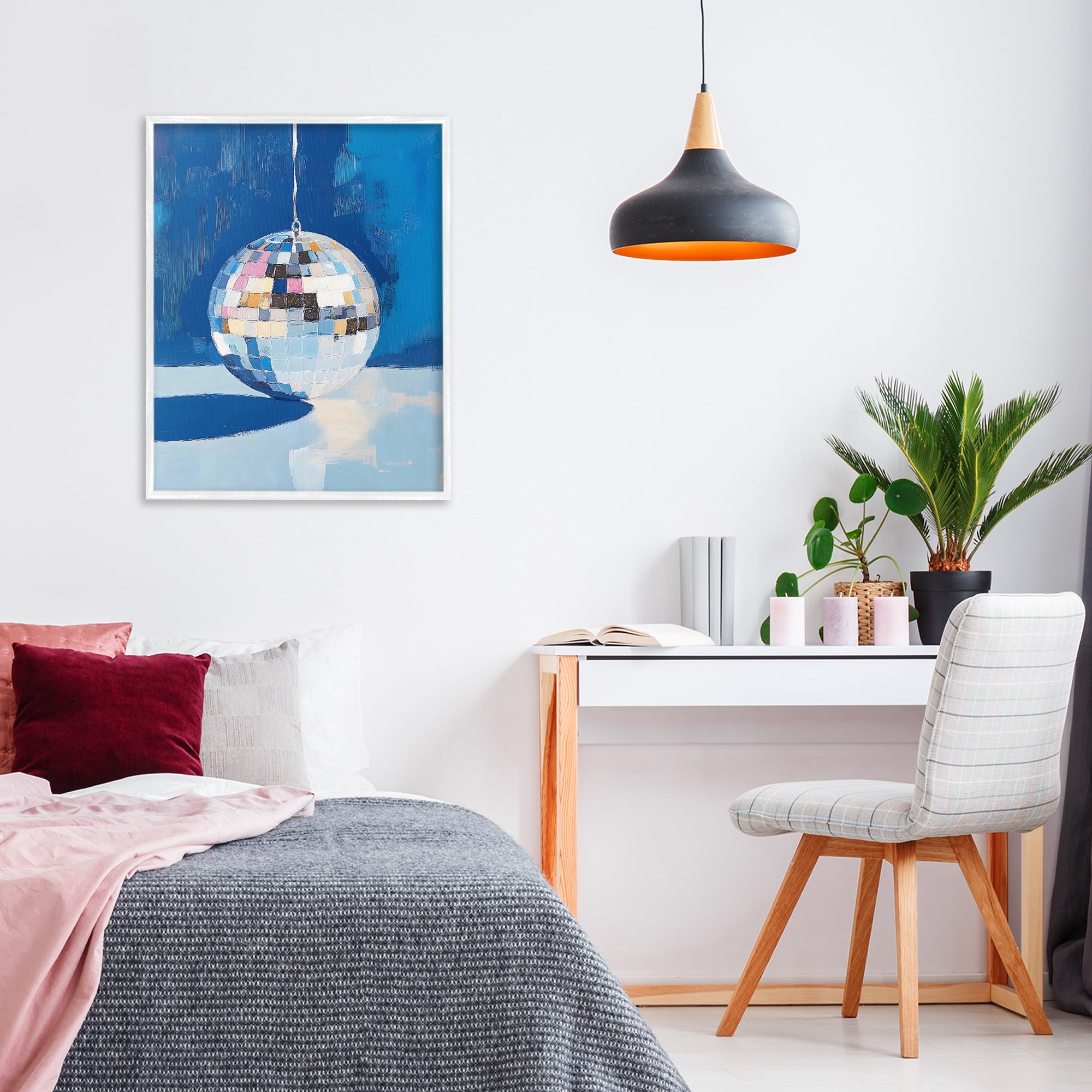 Stupell Industries Silver Dance Disco Ball White Framed Giclee Art, design by The Prints Vibe