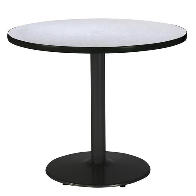 Pemberly Row Table de Salle de Pause Ronde 36 Pouces avec Dessus Nébuleuse Grise Base Ronde Noire