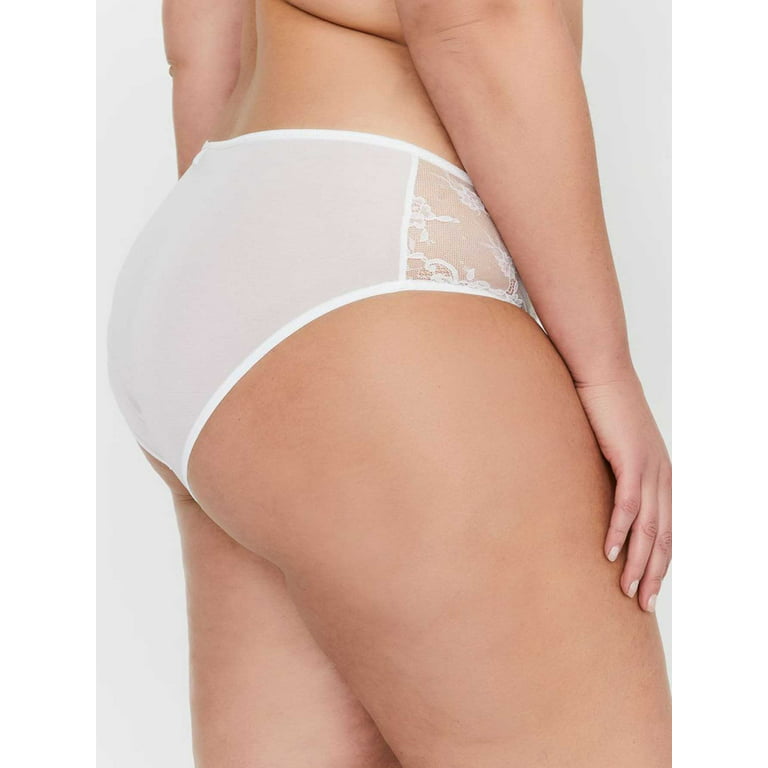 Ashley Graham WHITE Plus Size High-Rise Lace Panty, US 2X