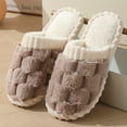 thumbnail image 2 of Womens Fluffy Scuff Slippers Slip on Mens House Shoes Soft Plush Warm Winter Indoor Lightweight Slides Shoes White 10, 2 of 5