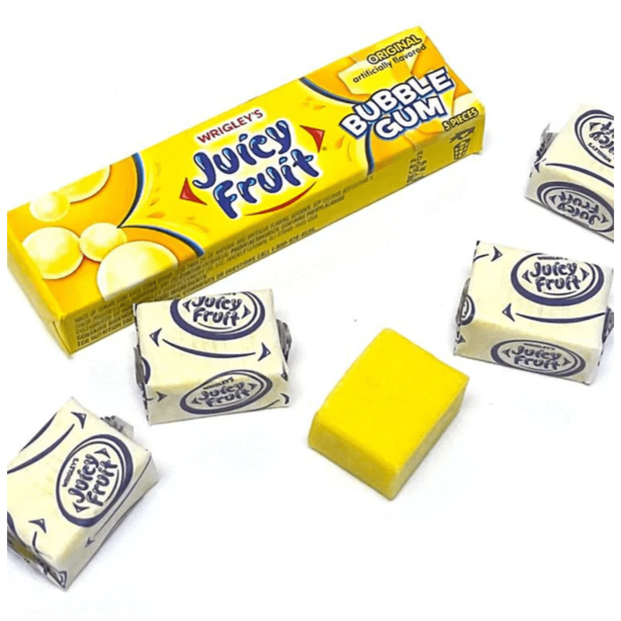 JUICY FRUIT Original Bubble Chewing Gum, 5 Count (Pack of 36) Double Up Mouthwatering Delicious.