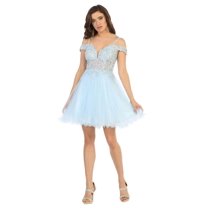 Women's May Queen Plus Size Prom 2026 Dress Short Hoco Cocktail Outfit MQ1668 Baby Blue 18