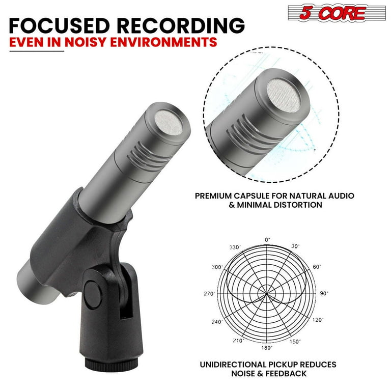 5Core Instrument Microphone Professional XLR Cardioid Pencil Stick Condenser Mic Grey 5Core Instrument Microphone Professional XLR Cardioid Pencil Stick Condenser Mic Grey
