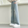 thumbnail image 5 of Girls' Pants Elastic High Waist Ripped Wide-Leg Palazzo Denim Pants Teen Girl Clothes Pants Girls 4-5 Years Girls Fashion, 5 of 8