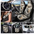 thumbnail image 2 of Yuyamidu Deer Car Seat Cover Full Set of 15 Pcs USA Flag Steering Wheel Cover Seat Belt Covers Trash Can Air Vent Pouch Camo Hunting Rear View Mirror Cover Coasters Key Chain Car Accessories, 2 of 7