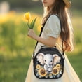 thumbnail image 3 of Jeiento Elephant Lunch Box for Girls Boys Toddler Meal Prep Lunch Bag Sunflower Small Insulated Cooler Bag with Shoulder Strap Kids Lunchbox for Kindergarten Primary School Black, 3 of 6