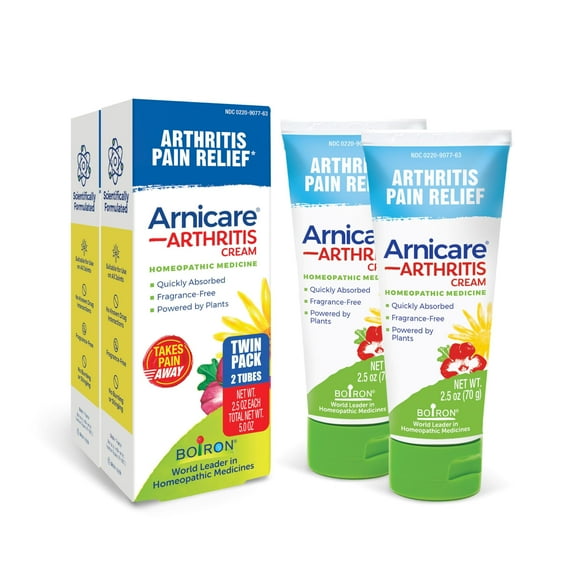 Boiron Arnicare Arthritis Cream for Pain Relief of Knees, Hands, Wrists, Elbows, Joints & Muscles â Quickly Absorbed & Fragrance-Free â 5 oz (2 Pack of 2.5 oz)