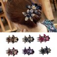 thumbnail image 3 of FitBest 1Pcs Women's Elegant Hair Curling Rhinestone Double Flower Dovetail Hair Clip Jewelry Duck Beak Clip, 3 of 8