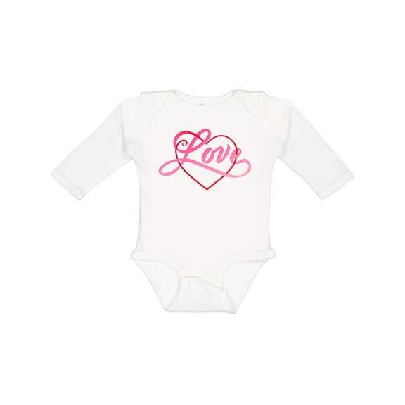 Inktastic Love in Red and Pink with Heart Boys or Girls Long Sleeve Baby Bodysuit