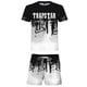 thumbnail image 1 of Pantalones cortos de manga corta transpirables para adultos con conjunto de dos piezas de jersey holgado estilo lavado con tinta, 1 of 3