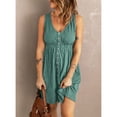 thumbnail image 1 of Robe Courte Col en V, Robe Courte Femme Col en V Sans Manches Robe Courte Pratique, 1 of 5