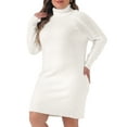 thumbnail image 2 of DARING DIVA Plus Size Long Sleeve Turtleneck Warm Pullover Mini Dress 4X White, 2 of 6