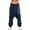Navy Blue, variant on Women Low Rise Drop Crotch Retro Print Saggy Baggy Trousers Loose Harem Pants