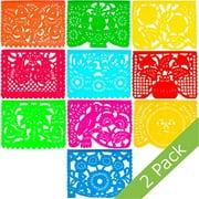 Large Plastic Papel Picado Banner - 15 Feet Long - Two Designs to choose from (2 Pack, All Occasions)