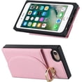 thumbnail image 5 of Wallet Cases for iPhone SE 2022/SE 2020/7/8 with Card Holder 4.7",PU Leather Magnetic Clasp [360° Rotatable Ring Holder Kickstand] Heavy Duty Flip Case for Women Girls,(Pink), 5 of 14