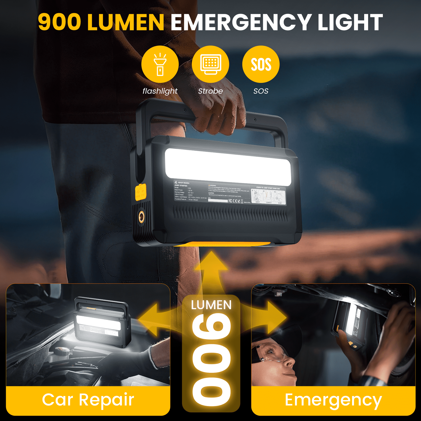 6000A Jump Starter with Air Compressor,Car Battery Jump Starter (for All Gas or up to 12L Diesel),12V Jump Pack with 150PSI Digital Tire Inflator,Built-in LED Bright
