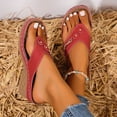 thumbnail image 3 of Rokment Women's Orthopedic Wedges Dressy Sandals Trendy Casual Leather Platform Flip Flops with Arch Support Beach Comfortable Walking Slip on High Heels Slides Shoes C Size 7.5, 3 of 7