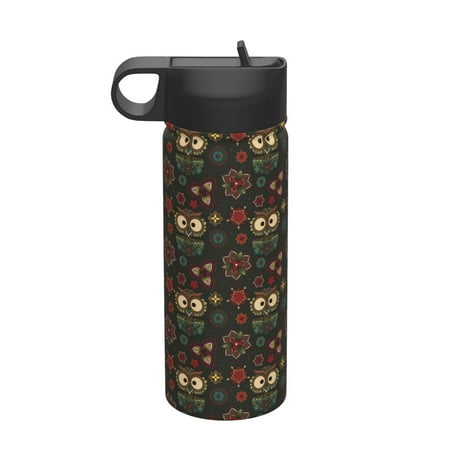 

Goofa Boho Owl for Insulated Kettle 18oz Water Bottle Insulated Tumbler with Handle & Flip Straw - Fits in Cup Holder Leak Resistant Tumbler