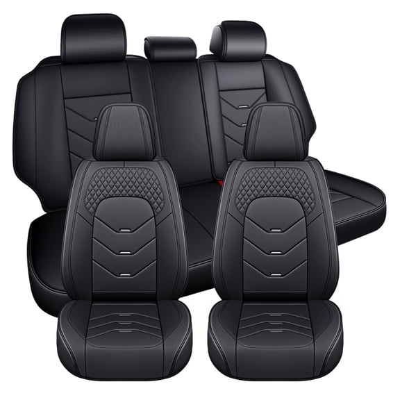 for Gmc Canyon 2021 Car Seat Cover, Faux Leather 5 Seats Full Set Waterproof Beautify Interior, Black Car Seat Covers, Airbag-Compatible