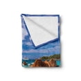 thumbnail image 2 of Tropical Soft Flannel Fleece Blanket, Exotic Rocky Coast with Wave Seychelles Island Paradise Beach Scenery, Cozy Plush for Indoor and Outdoor Use, 70" x 90", Cinnamon Blue Turquoise, by Ambesonne, 2 of 6