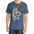 thumbnail image 2 of Wild Bobby, Wolf Oil Painting, Animal Lover, Garment-Dyed Washed Look Short Sleeve T-Shirt, Navy, Small, 2 of 3