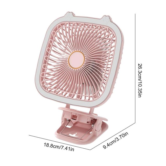 Ventilador de Mesa 4 en 1 con Clip de luz LED ajustable, Mini ventilador de escritorio recargable por USB, rotación de 180 grados, ventilador eléctrico para el hogar Fivean unisex