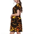 thumbnail image 2 of Goofa Orange Lightning Pattern Women Summer Short Sleeve Midi Dress with Pockets Casual Aline Flowy Tshirt Dress Vocation Beach Sundress, 2 of 6