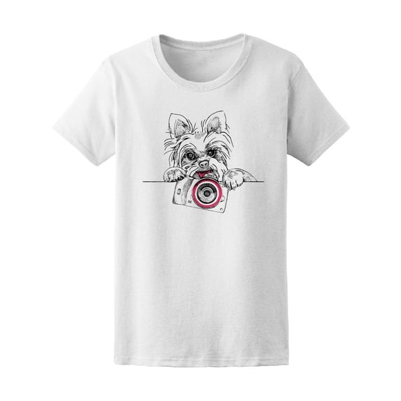 Cute Yorkie Dtaking A Photo Tee Women's -Image by Shutterstock