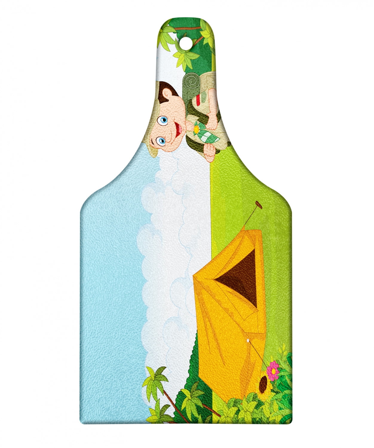 Camping Cutting Board, Little with Tent in Nature Forest Adventure