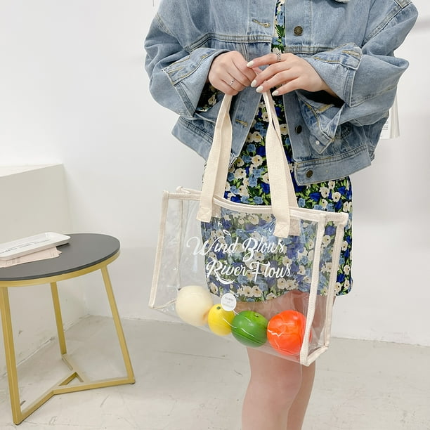 Bolso de playa portatil para mujer bolsa de plastico de gran Likrtyny capacidad transparente resistente al agua para compras a la moda Walmart en linea