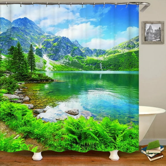 3D natural forest scenery printing bathroom shower curtain polyester waterproof and mildew proof home decoration curtain