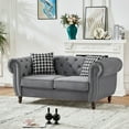 thumbnail image 2 of 67" Chesterfield Loveseat Sofa, Comfy Velvet Cloud Couch with Roll Armrest & Nailhead, Modern 2-Seater Tufted Corner Couch for Living Room, Gray, 2 of 8