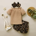 thumbnail image 4 of Baby Boys Girls Gifts 3Pcs Baby Girls Infant Clothing Set Tops Leopard Shorts Outfits Headbands Set Going Out Outfits for Girls, 4 of 9