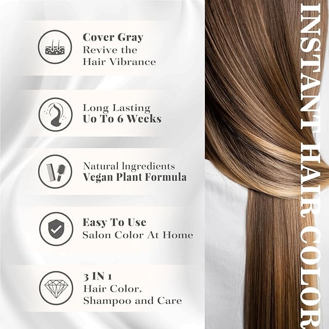 Hair Dye Shampoo 3-in-1, Semi-Permanent Color Enhancing Shampoo, Color Depositing Shampoo for Women & Men, Vegan, Ammonia-Free (Silver Gray)