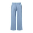 thumbnail image 5 of Pantalones palazzo de lino para mujer: cintura alta, cordón, pernera ancha, playa/casual, tallas S-XXXL, 5 of 5