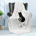 thumbnail image 4 of Love Soft Flannel Fleece Throw Blanket, Ideal for Cat Lovers Design Paws Hug Embrace Cuddle, Cozy Plush for Indoor and Outdoor Use, 70" x 90", Dark Brown Pale Ruby, by Ambesonne, 4 of 5