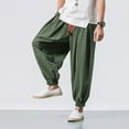 thumbnail image 4 of Dagugfen Cotton Linen Pants for Men Plus Size Drawstring Baggy Lightweight Cropped Lounge Pants Summer, 4 of 8