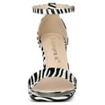 thumbnail image 6 of BLISSFUL STEP Women's Snake Printed Block Heel Ankle Strap Sandals Black White 7, 6 of 7