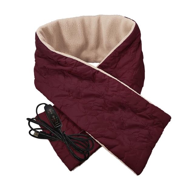 Bufandas con calefacción eléctrica Chal 3 modos Mujeres Hombres Cuello Almohadilla Calentador Cuello Poliéster Cálido Bufanda de Interruptor de temporizador rojo BLESIY Bufanda de invierno para mujer