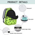 thumbnail image 4 of Alien Head Bright Green Pattern Backpack for School, Cute School Bag with Adjustable Shoulder Straps and Padded Back, 15.3"x11"x7.1", 4 of 5