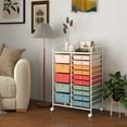 thumbnail image 2 of Costway 15 Drawer Rolling Storage Cart Tools Scrapbook Paper Office School Organizer Multicolored, 2 of 10