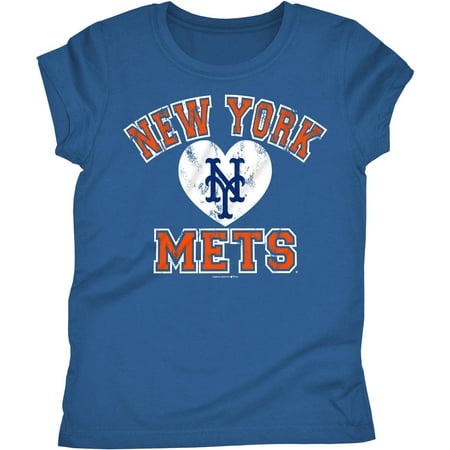 MLB New York Mets Girls Short Sleeve Team Color Graphic