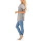 thumbnail image 5 of Camiseta de mujer con estampado de rayas, manga corta, blusa con cuello redondo, gris, L sidaley  AP001776-13, 5 of 7