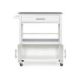 Linon Cameron Kitchen Cart with Granite Top, 36 inches Tall, White