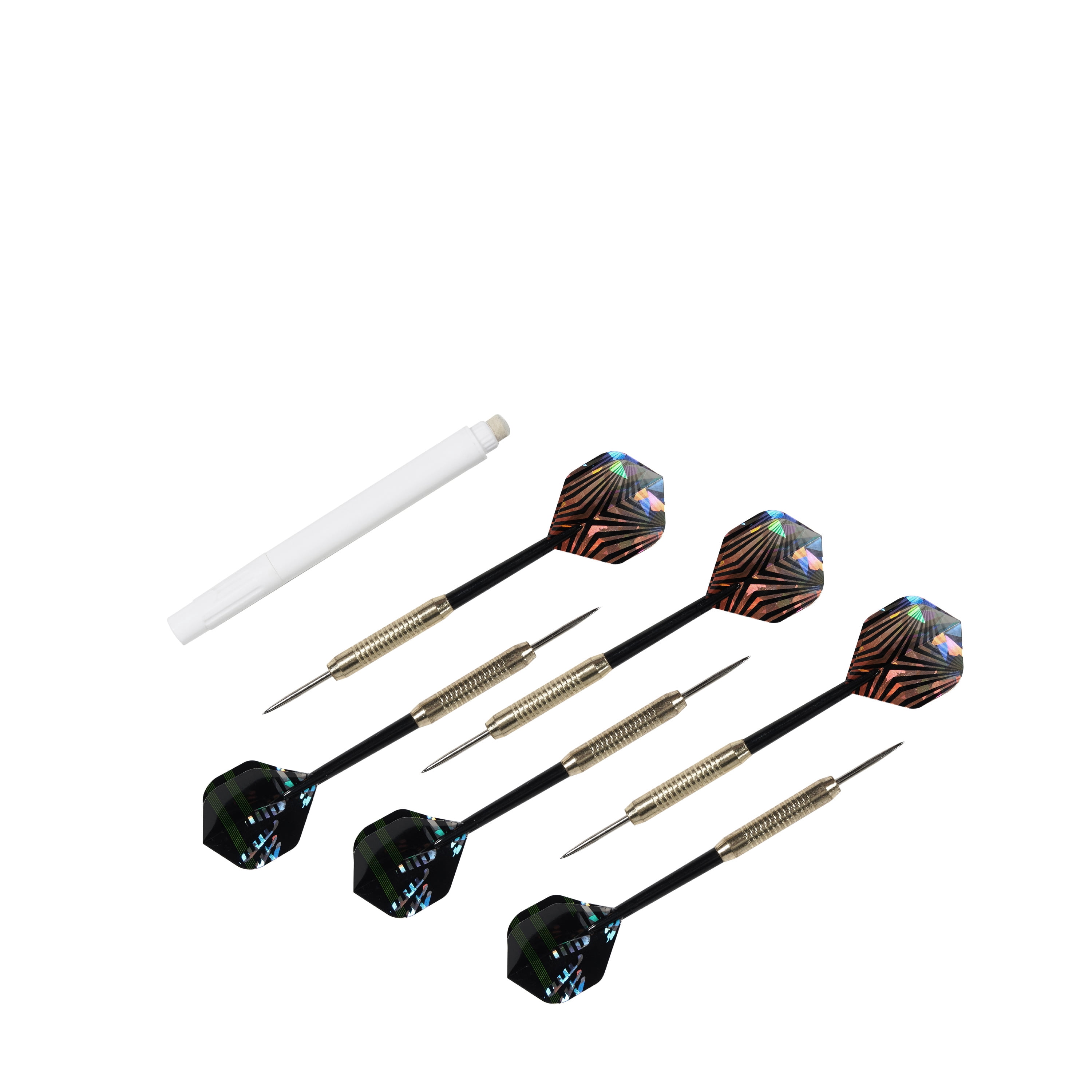 Palmer Wood Dartboard LED Display Cabinet with 18-inch Bristle Dartboard and Steel Tip Dart Set by Barrington Billiards