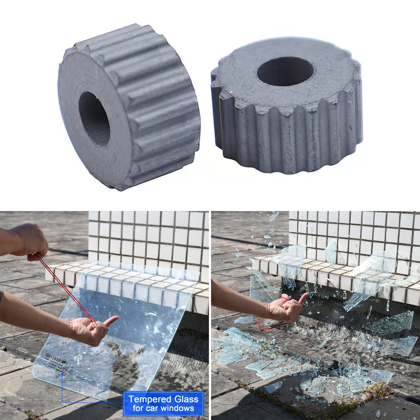 10Pieces Portable Tungsten Carbide Bead Tempered Safety Glass Breaker Gear DIY