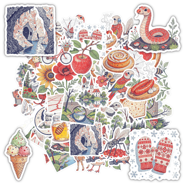 Cute Nature Stickers Animal Decals Food Decorative for Laptops Notebooks Suitcases