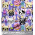 thumbnail image 1 of Soimoi Cotton Poplin Fabric Stripe,Donut & Puppies Face Dog Print Fabric by Yard 42 Inch Wide, 1 of 1