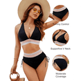thumbnail image 2 of Olaglory Women Bikini Sets, Two Piece Tummy Control SwimSuits for Women, High Waisted Push Up Color Block Drawstring Womens Bathing Suit, Black, 2 of 7