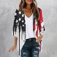 thumbnail image 4 of Gamivast Summer Cardigans for Women Patriotic American Flag Star Stripe Print Open Front Loose Flowy Fit Cover Ups Lightweight Breathable Chiffon 3/4 Sleeve Kimono Beach Vacation outfits, 4 of 6